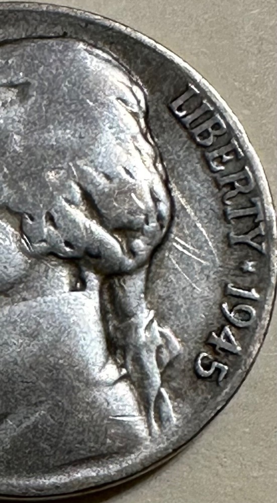 1945 P Mint Mark War Nickel 35% Silver With Many Mint Errors