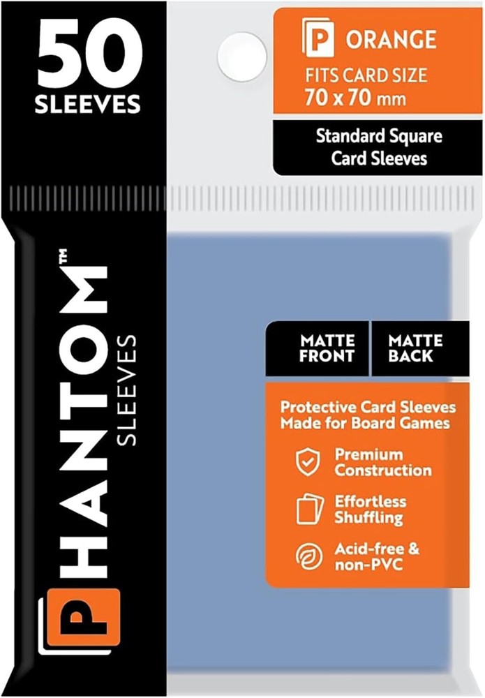 Phantom Sleeves: Orange Size (70mm x 70mm) - Matte Front/Back (50)