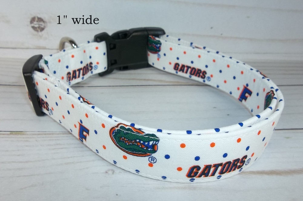 Florida Gators Dots Terri's Dog Collar handmade adjustable fabric