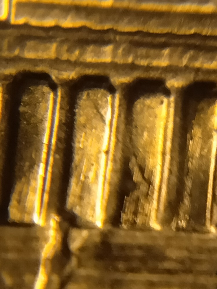 1985 P Lincoln Memorial Cent Die Clash Die Break Errors