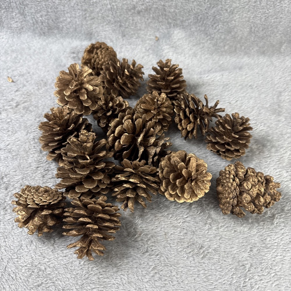 Pinecone, Pumpkin Fall, Christmas Decor Gold Color