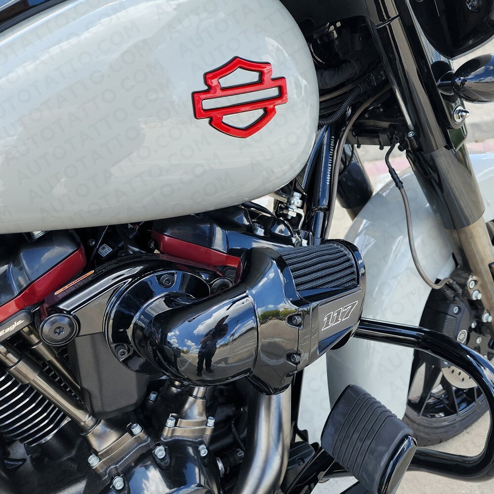 Harley CVO Custom Tank Logo Emblems, Gloss Red & Black Double Layer (set of 2)