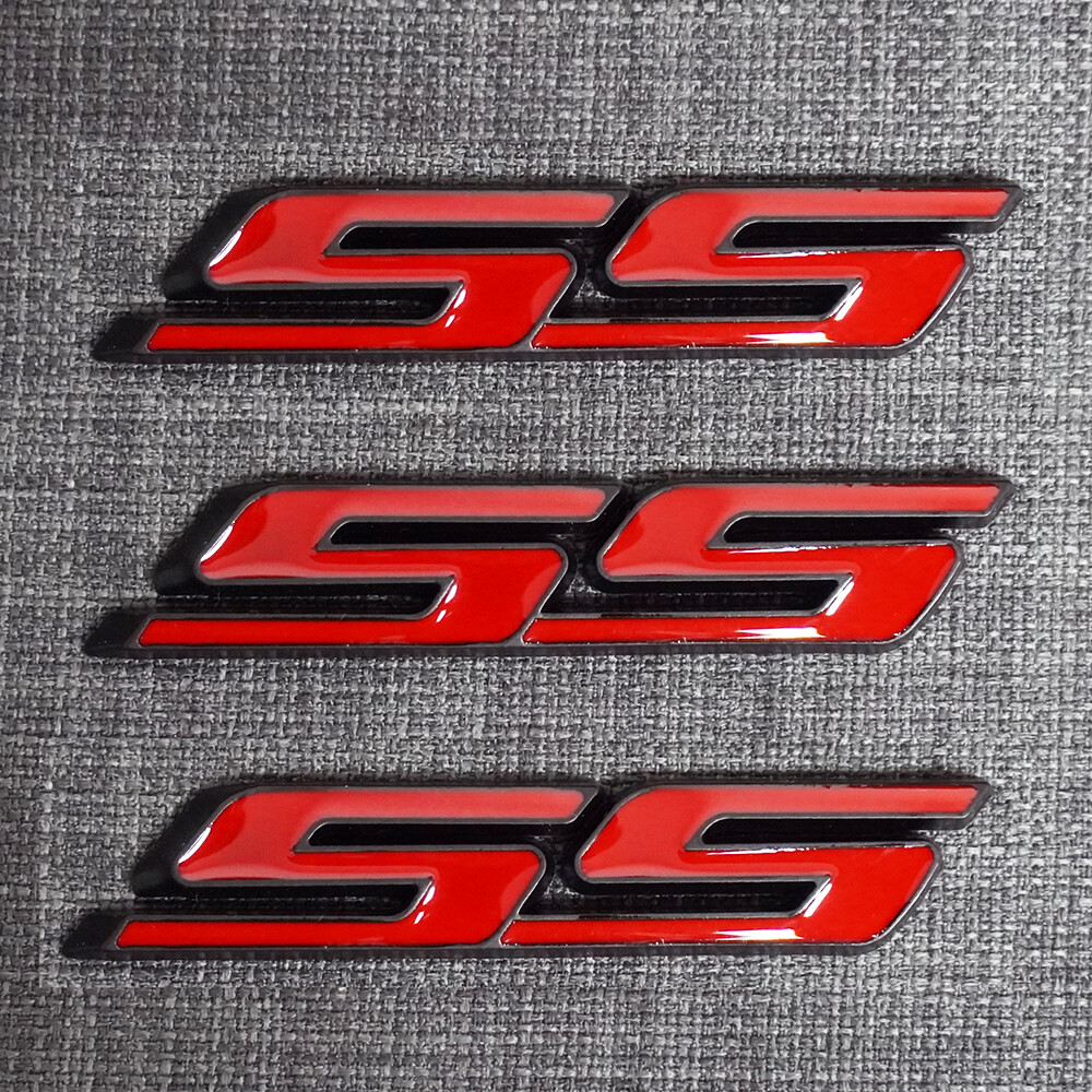 For SS Badge Fender Trunk Emblem Decal Red -3Pc
