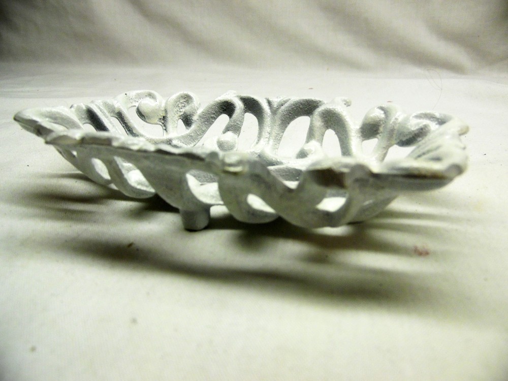 Cast Iron Scroll Soap Dish / Business Card Select - White, Red, or Rust