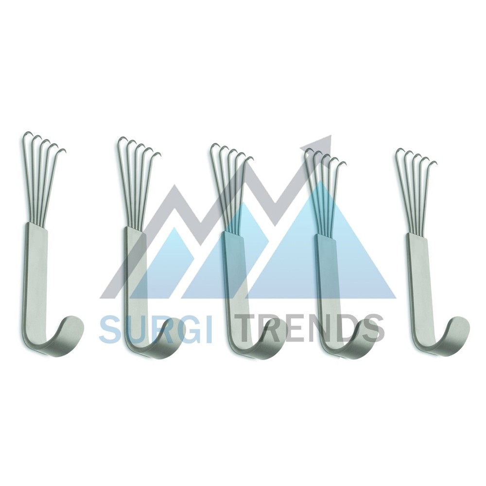 Anderson Bear Claw Retractor 5 Sharp Prongs Facelift Hook Instruments 12cm