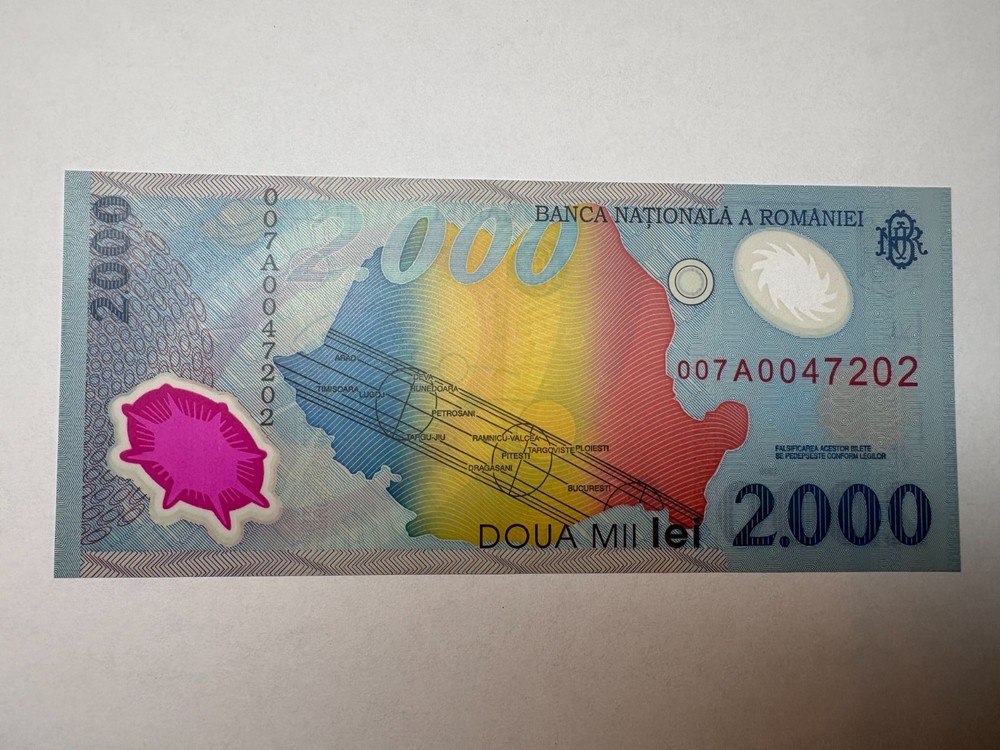 Romania 2000 Lei 1999 (Solar Eclipse Commemorative) Polymer Banknote Pick #111