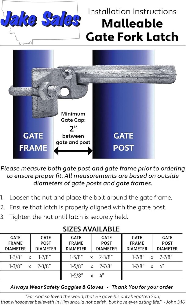 Durable 1-5/8" x 2-3/8" Chain Link Fence Fork Latch - Rust-Resistant and Secure