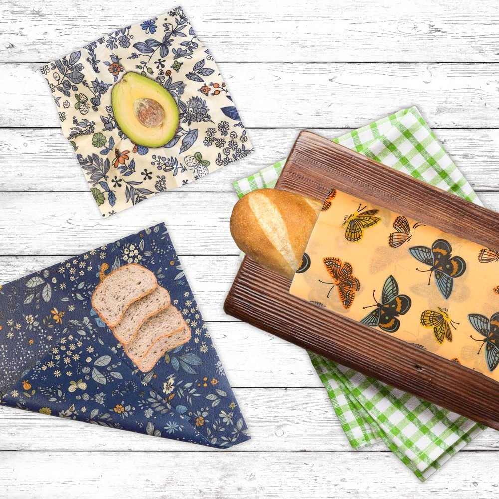 Zero Waste Wraps, 9pcs Beeswax, Reusable, Blue