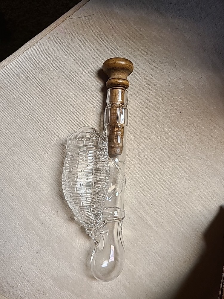 Clear Glass Flask , prob. 19th C. 8.5” Candy Container