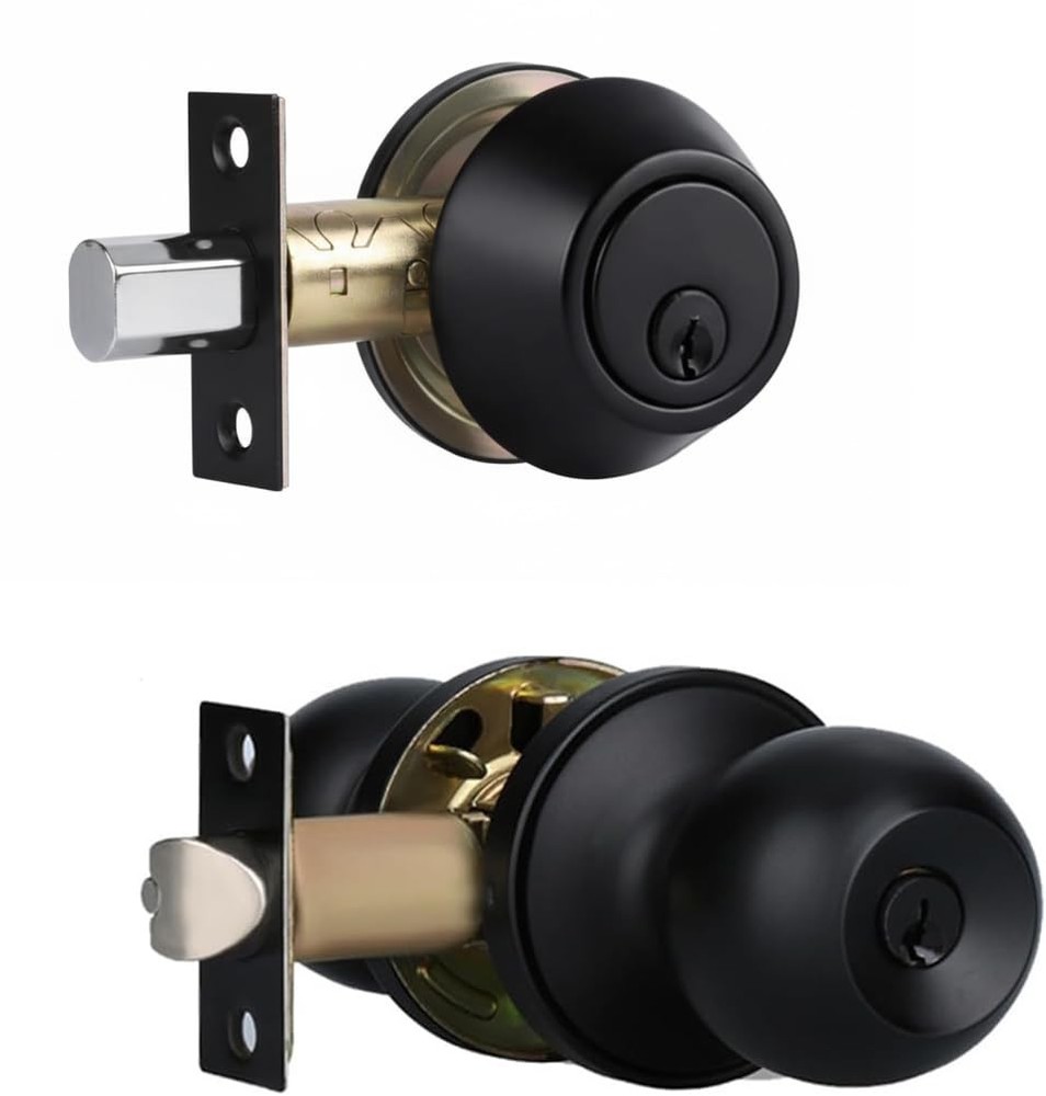 Front Door Lock Set Exterior with Deadbolt, 1 Pack, Matte Black