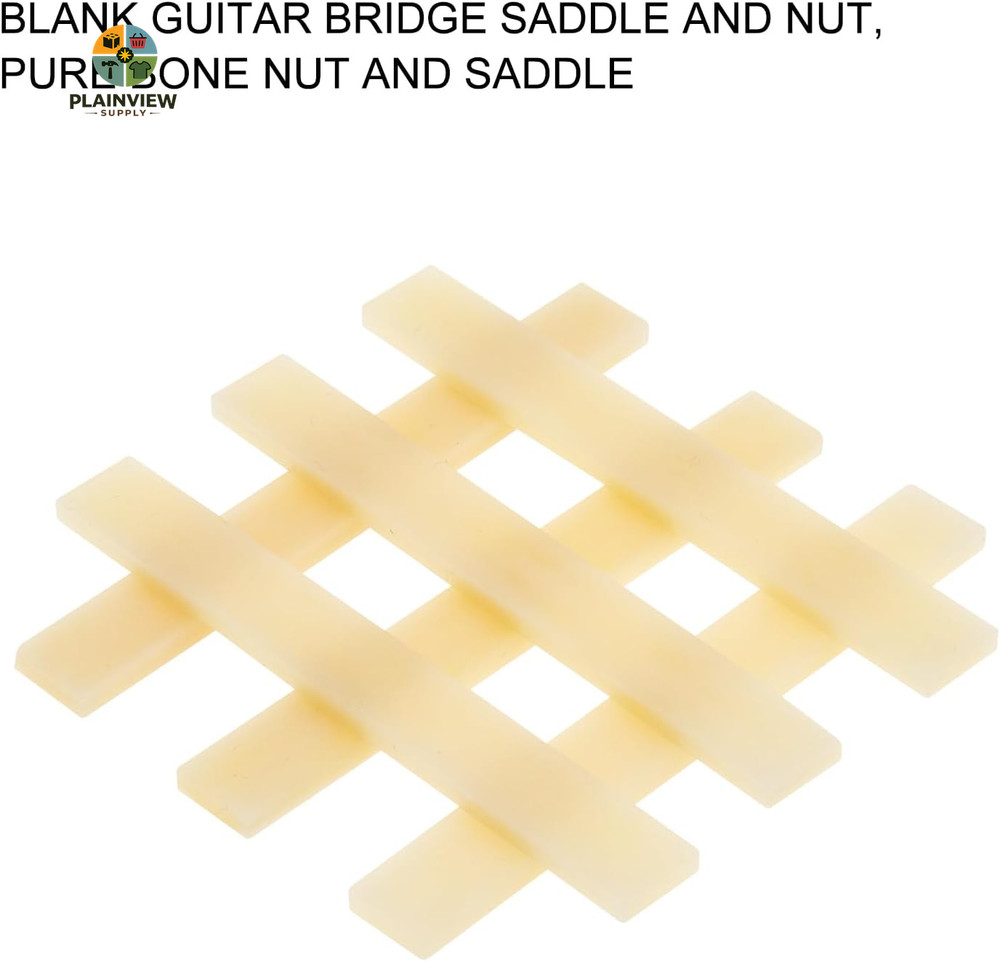 6Pcs Unbleached Guitar Bone Saddle, Blank Guitar Bridge Saddle, Pure Bone Saddle