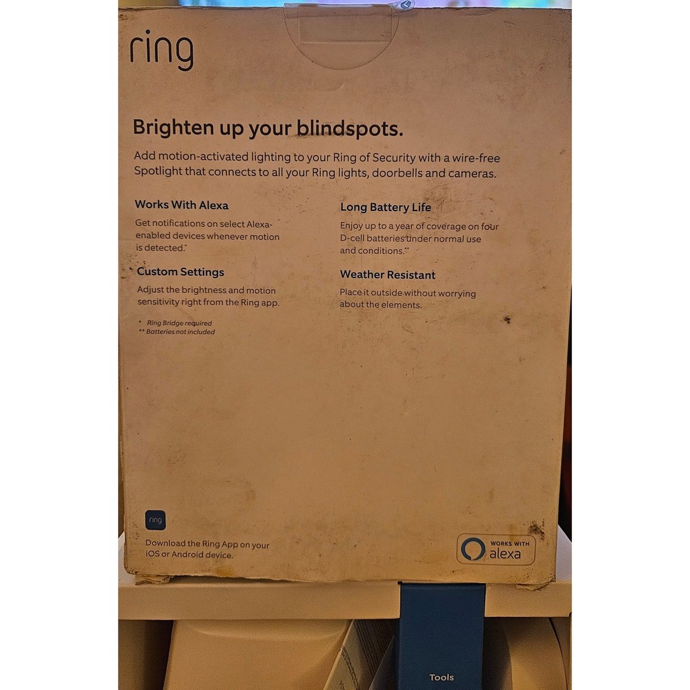 Ring Smart Lighting Spotlight White and Motion Sensor Black Bundle New Open Box