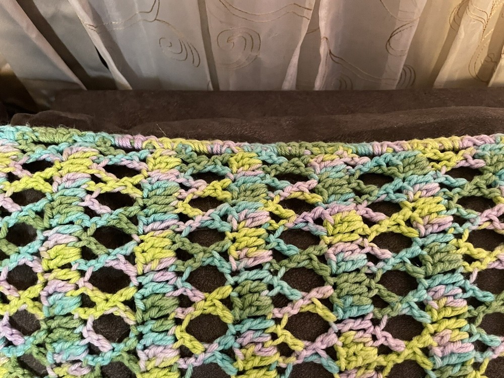 Home Crafted Crocheted Couch Runner/Spring Colors 74 X 22+ Easter Home Decor
