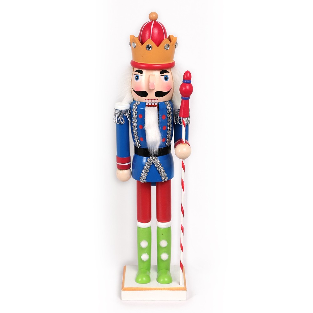 14" Candy Themed Nutcracker Figure Blue Jacket –New Design Christmas Decoration