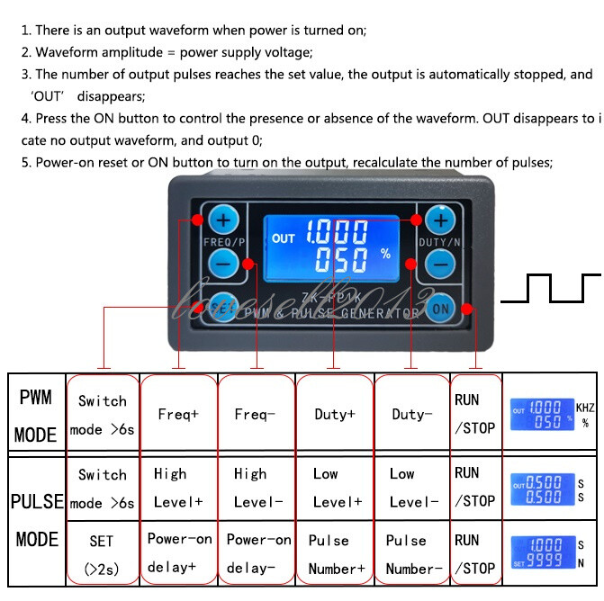 Dual Mode PWM Generator Pulse Generator Frequency Duty Cycle Adjustable Module L