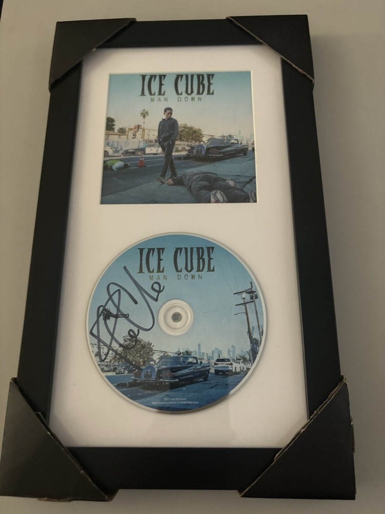 ICE CUBE RAPPER SIGNED AUTOGRAPHED MAN DOWN CD FRAMED STOCK IMAGE