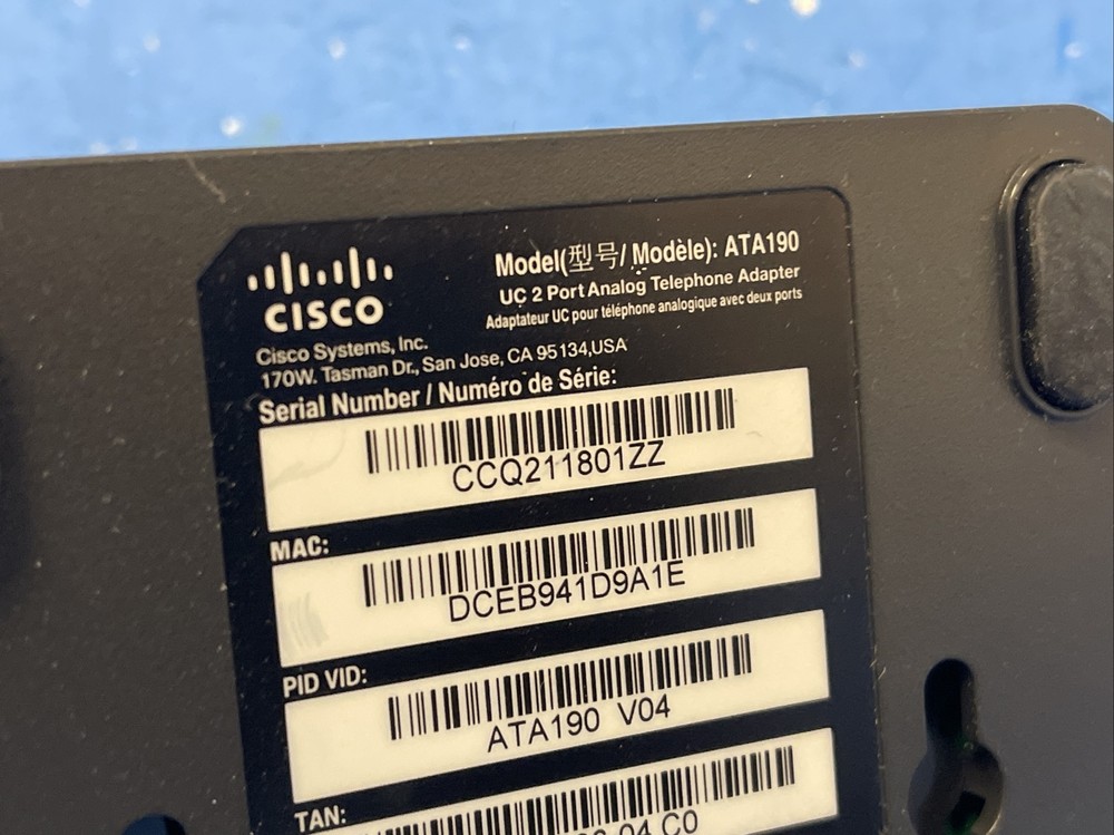 CISCO ATA190 Analog Telephone Adapter