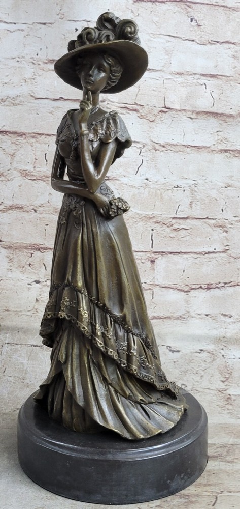 Signed Vitaleh Seductive Flapper Actress Bronze Sculpture Marble Lost Wax Method