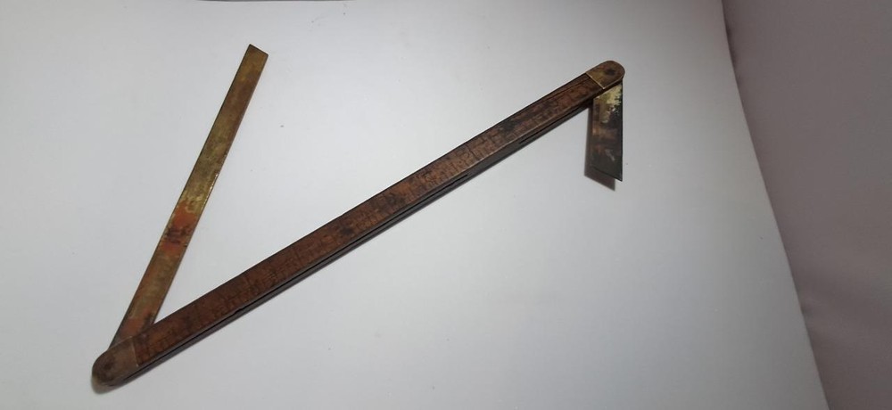 ANTIQUE BOXWOOD & BRASS SHIPWRIGHT'S RULE