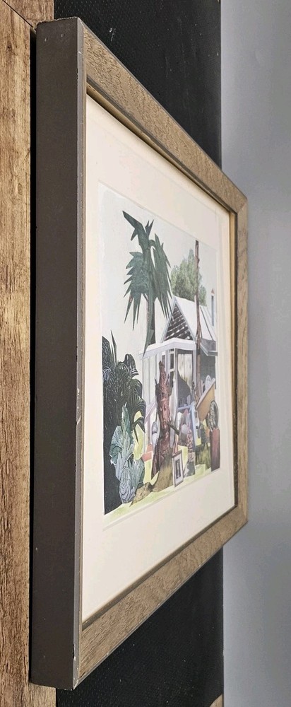 "Cracker House" Collage Framed 19¼" x 16" Tall Signed Barbara Kerr **READ**