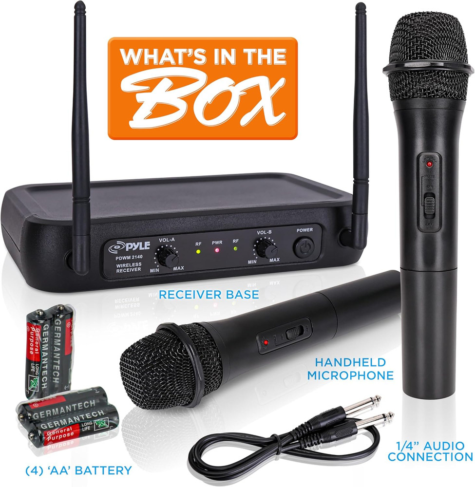 Channel Microphone System-Vhf Fixed Dual Frequency Wireless Set with 2 Handheld