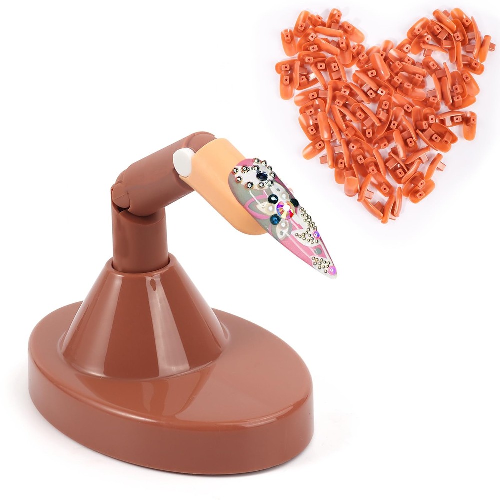 Practice Finger Nail Kit Adjustable Mannequin with 100 Tips Acrylic Trainer
