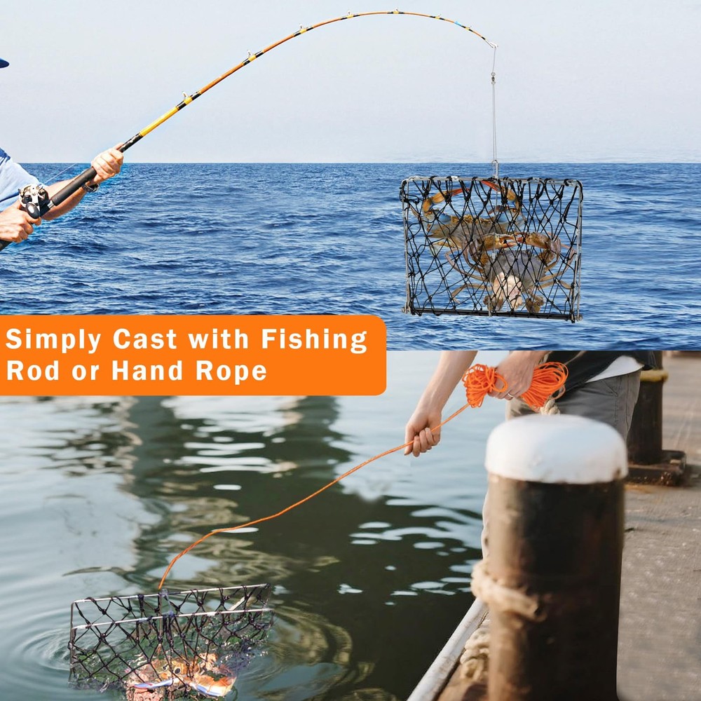 QualyQualy 4 Set Castable Crab Trap Kit, Foldable Crabbing - 4 Pack