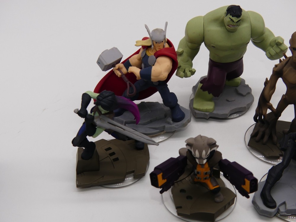 Lot Disney Infinity Game Figure Marvel Groot Rocket Gamora Hulk Iron Galaxy