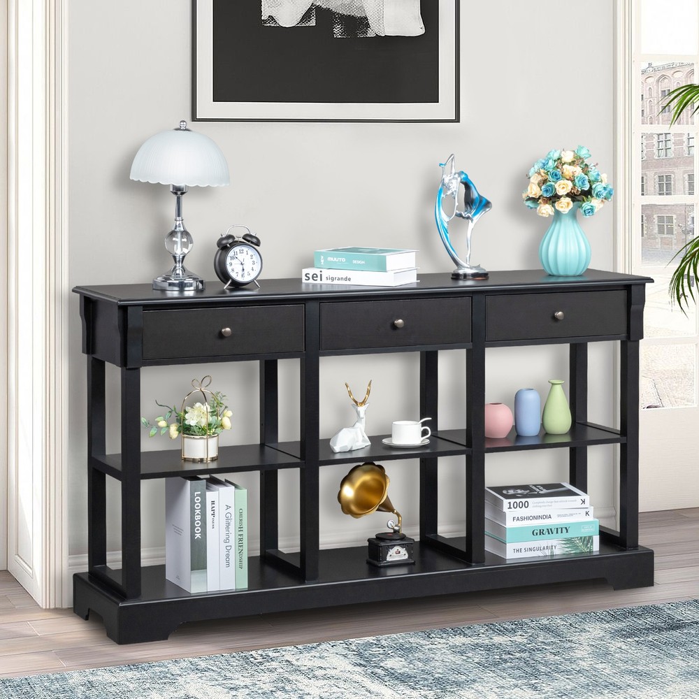 Console Sofa Table with Ample Storage, Retro Kitchen Buffet Cabinet Sideboard