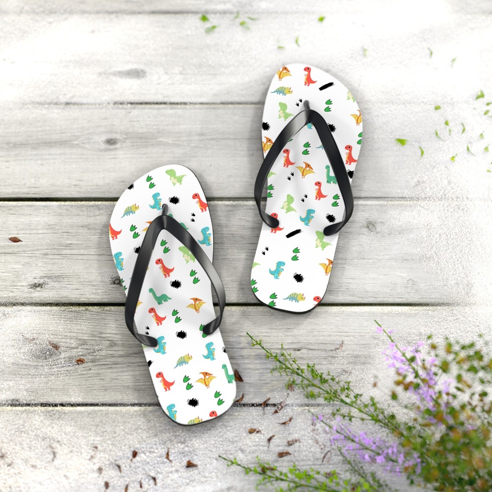 Dinosaur pattern Flip Flops Dino summer