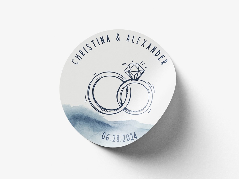 Personalised wedding round sticker labels, custom stickers