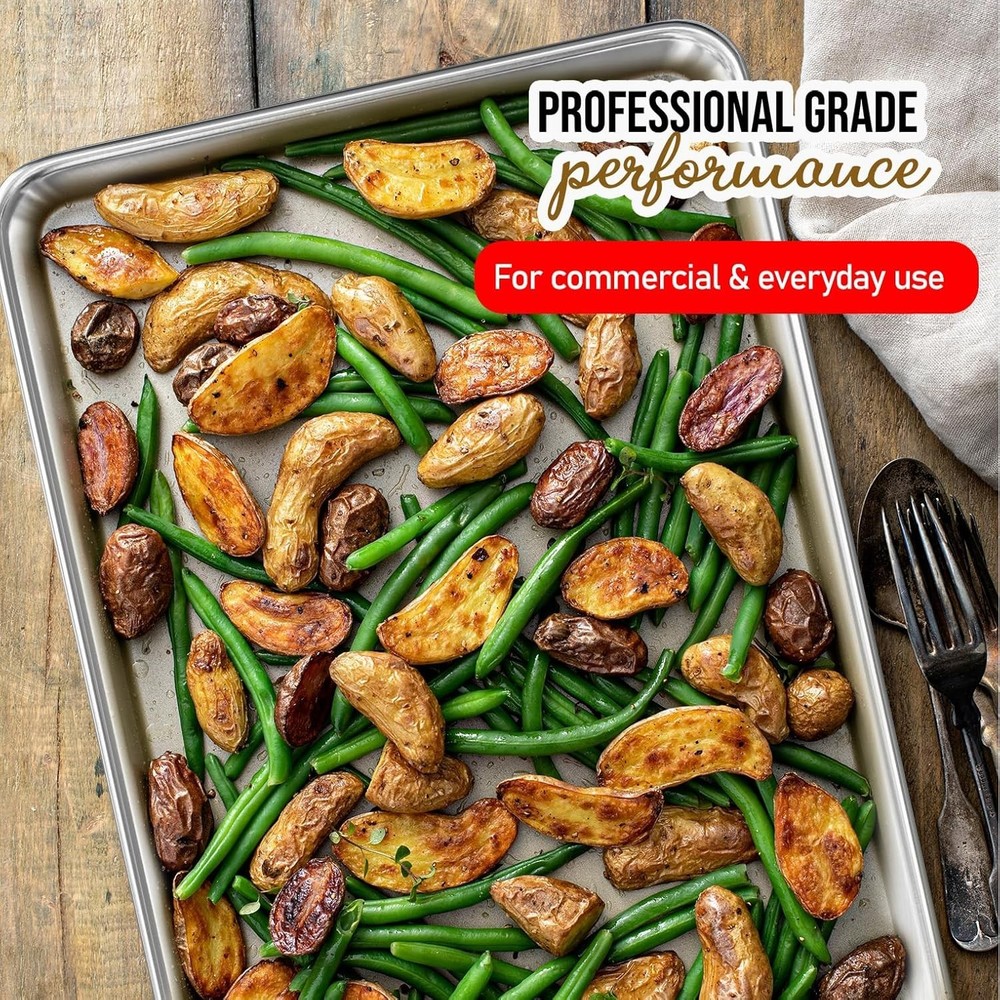 Aluminum Baking Sheet Set 4 Pack Cookie Sheet Set Warp & Rust Resistant Baking