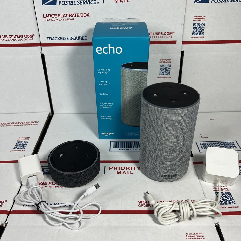 Amazon Echo (2nd Gen) Smart Speaker + Echo Dot (2nd Gen ) - SAME DAY - WARRANTY