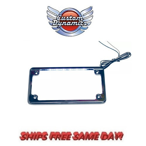 Custom Dynamics Horizontal Motorcycle Plate Frame w/ LED Tag # LPF-HRZ-C-LP