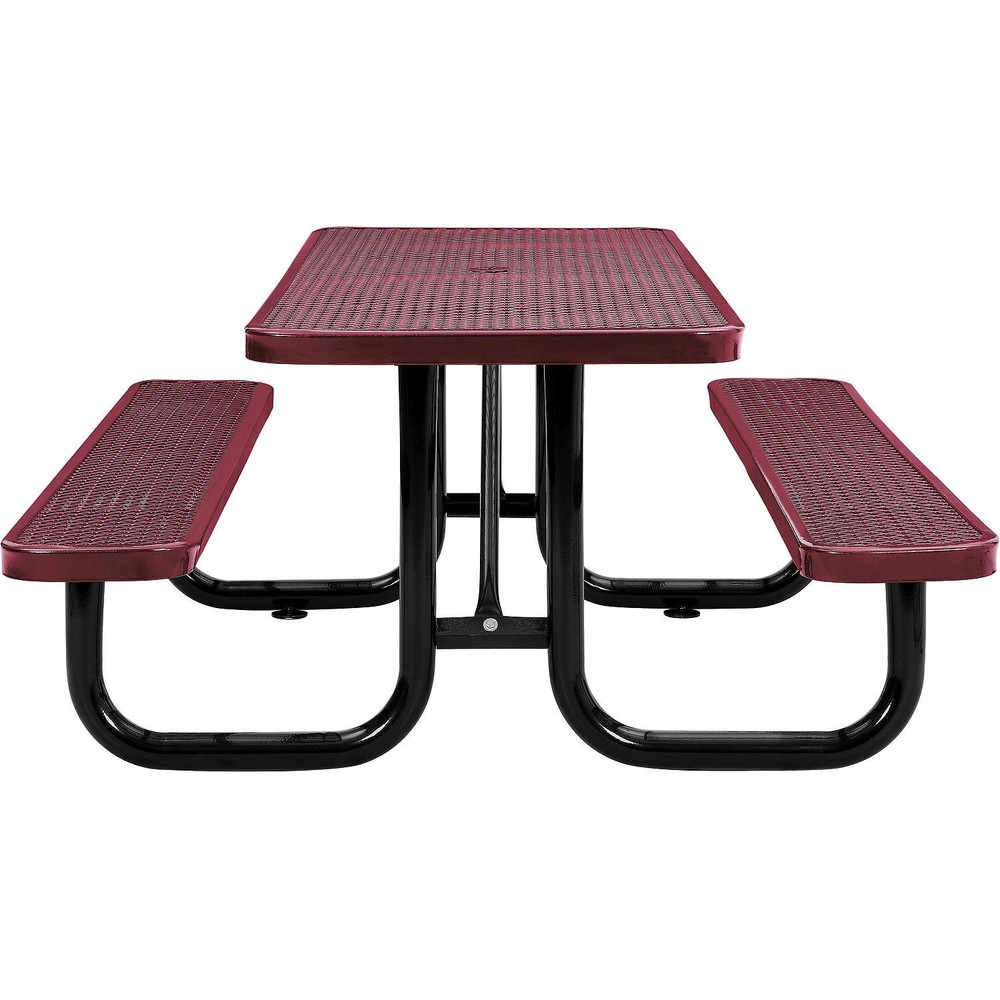 6' Rectangular Expanded Metal Picnic Table 72"L x 62"W Red