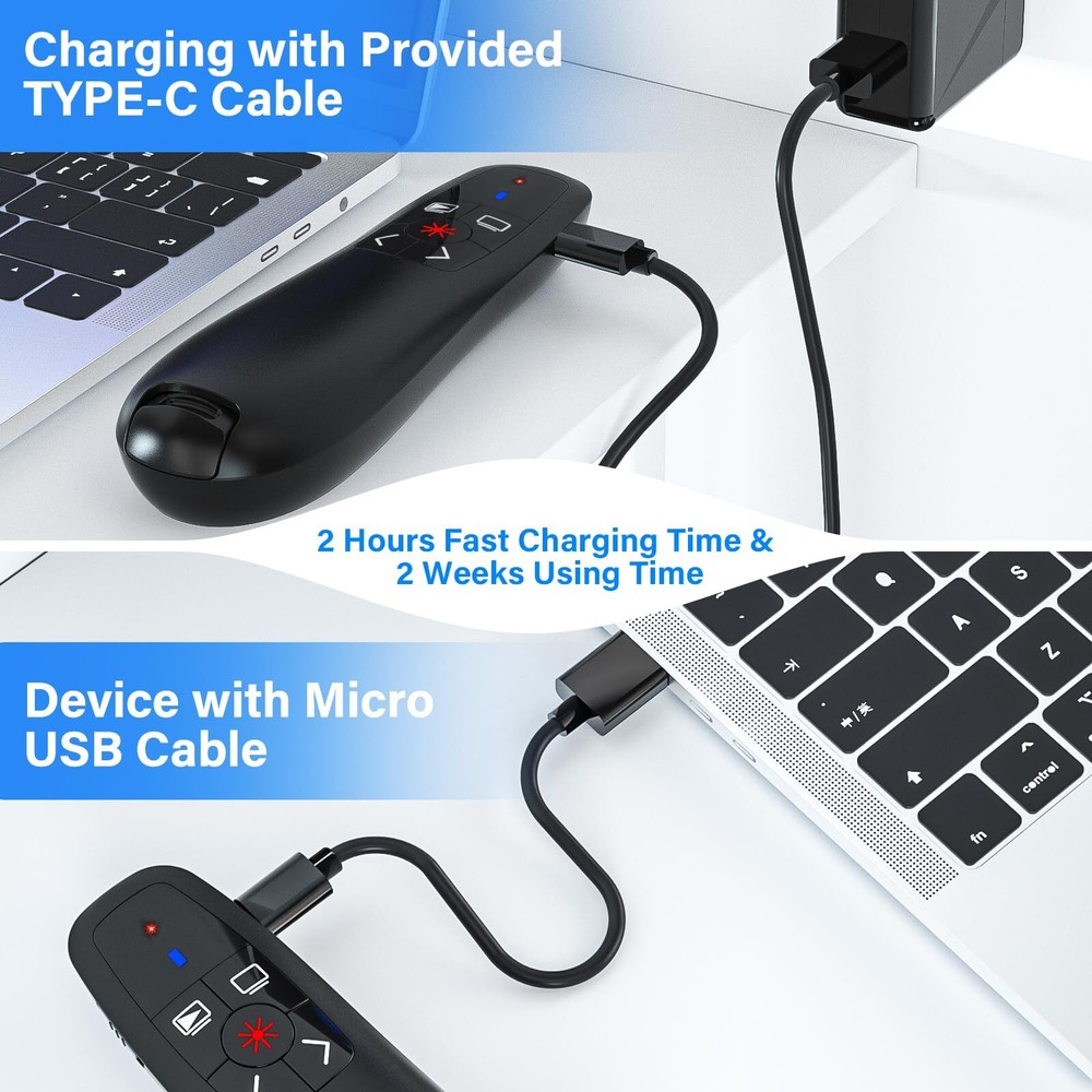 2-in-1 USB C Presentation Clicker Clicker for PowerPoint Presentations Rechar...