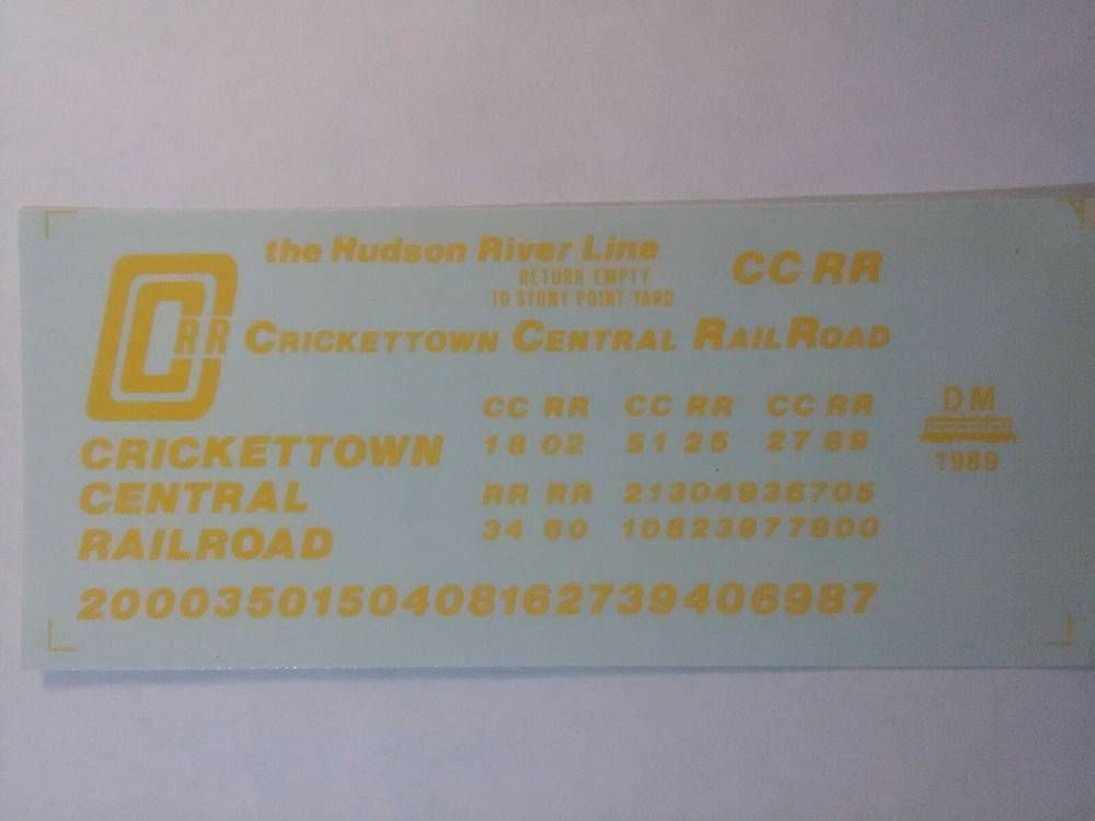 DM Custom Decals 1989 HO "CricketTown Central Railroad" ~ TS