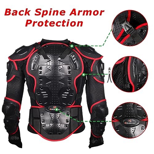 Motorcycle Full Body Armor Protector Removable Racing Jacket Medium Red,