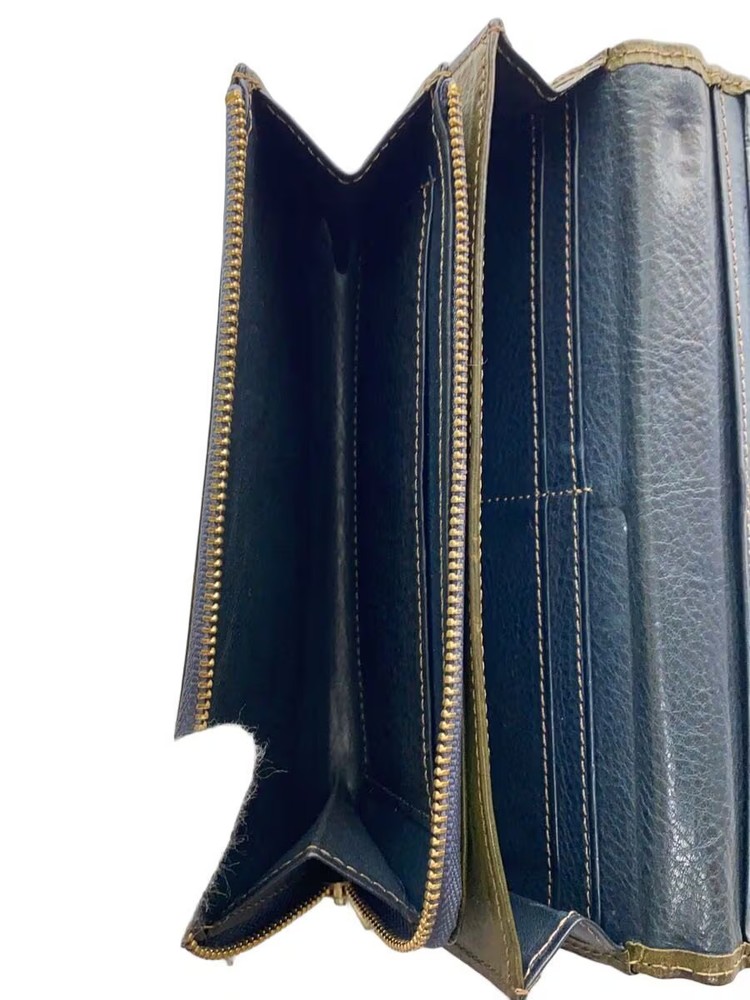 COCOMEISTER Men's KHK Leather Long Wallet, Solid Color