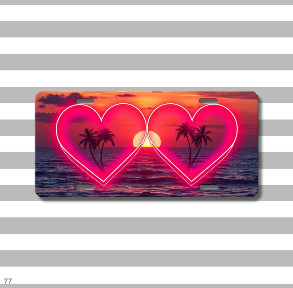 Custom Love Hearts Design Custom Text License Plate Personalized Car Tag