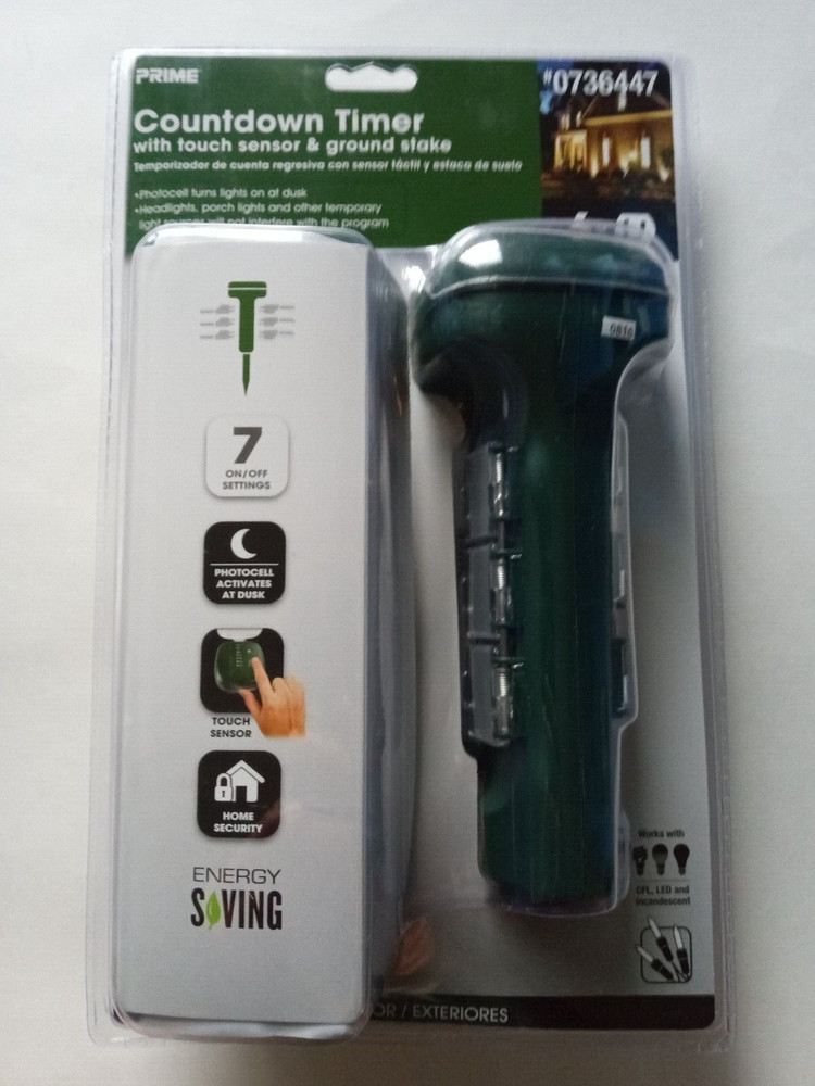Prime Countdown Timer Touch Sensor Ground Stake 6 Outlets