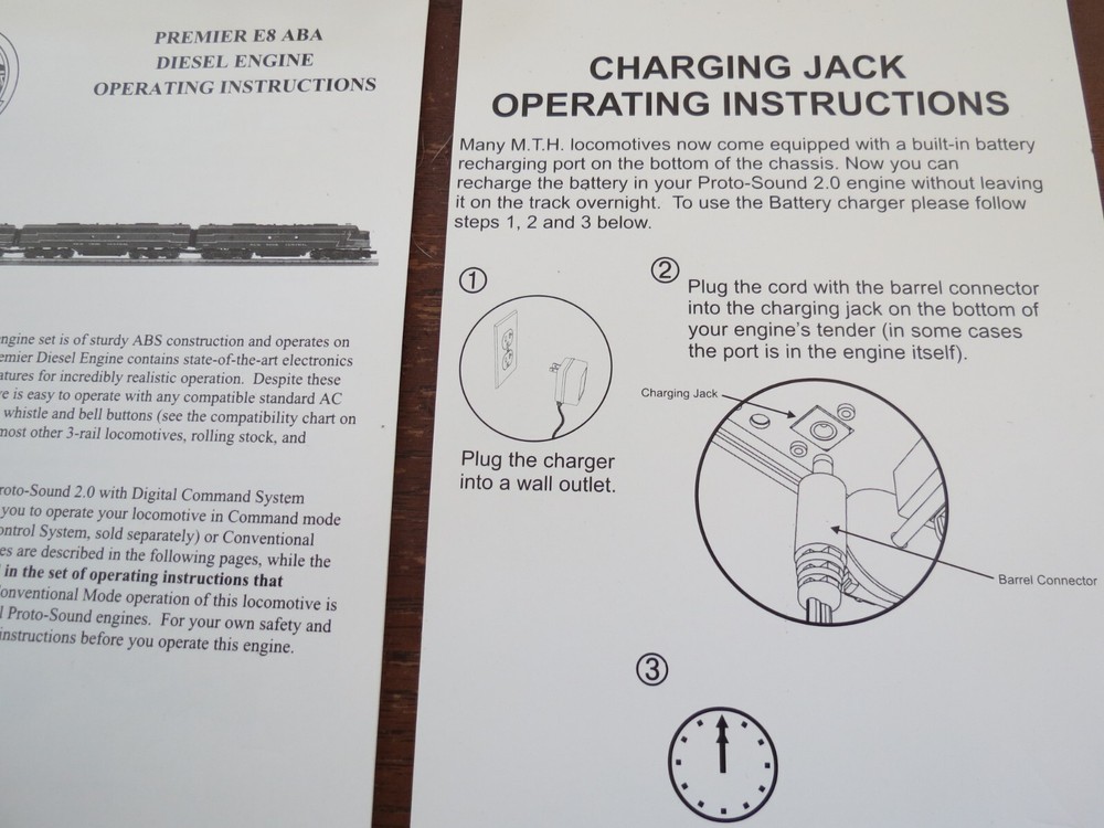 MTH PREMIER E8 ABA Diesel Engine Operating Instructions, Warranty Card & More