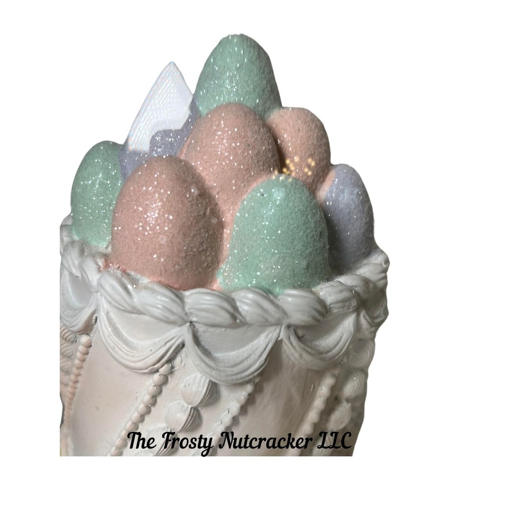 Bunny Boulevard EASTER eggs with macaroon cake on Pastel Mint tray Table Decor