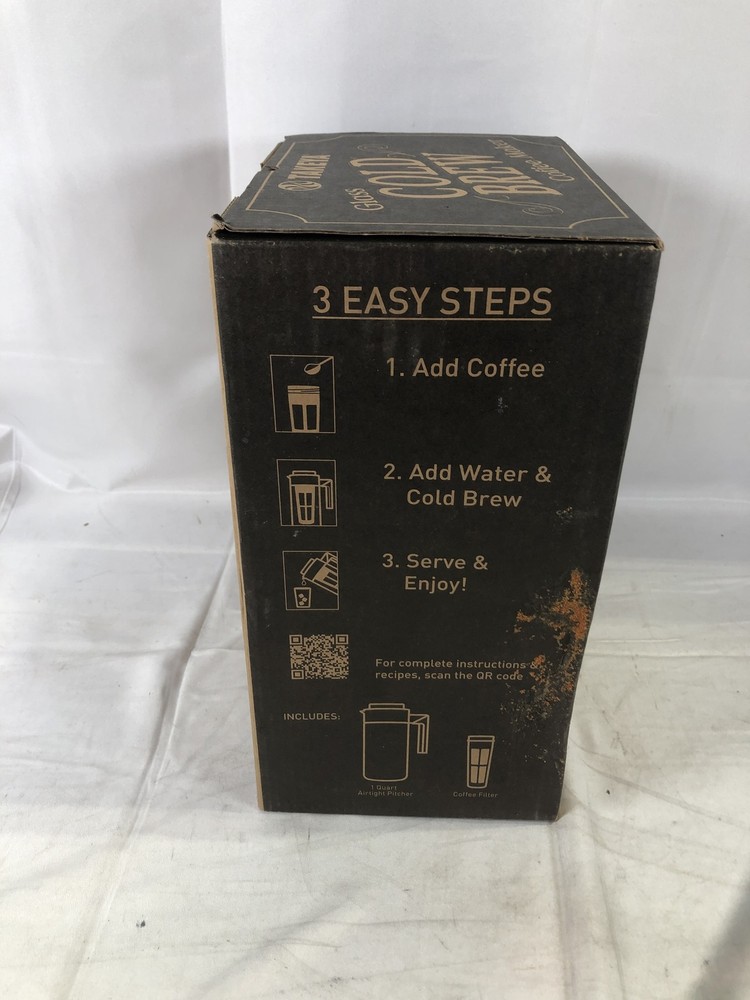Takeya Glass Cold Brew Coffee Maker 1 Quart ,Black Lid,& Handle