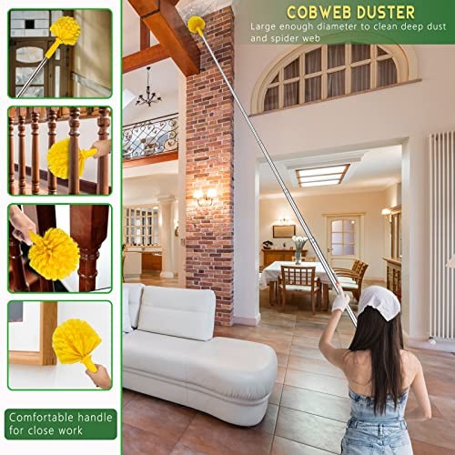 17FT Extendable Duster with 2-9 ft Extension Pole for High Ceilings, Cobweb