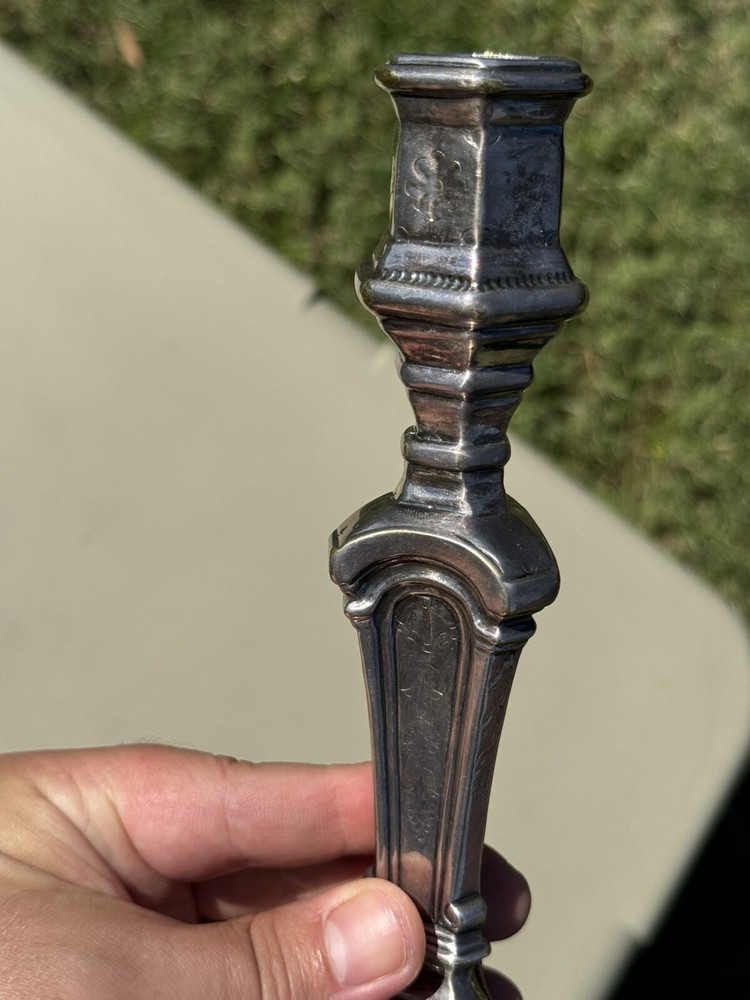 Antique Louis XIV Silvered Bronze Candlestick