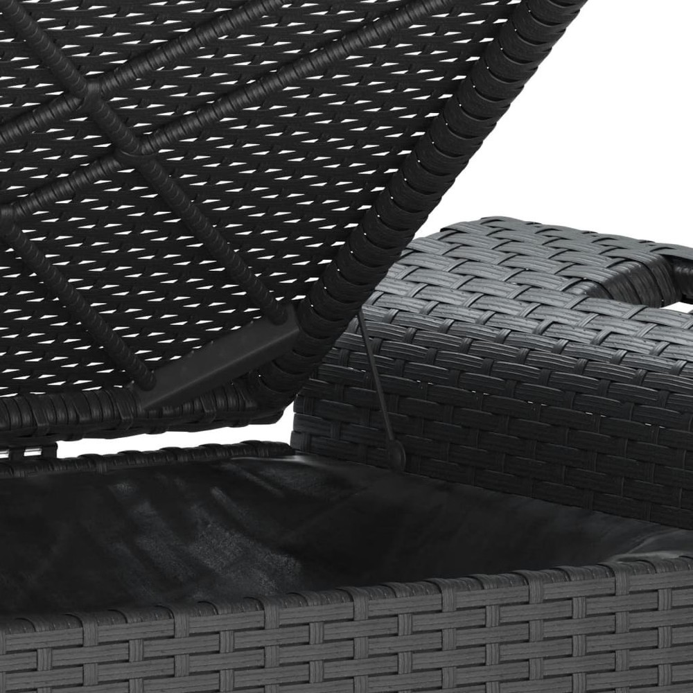 Garden Bench Black Polyethylene with rattan look