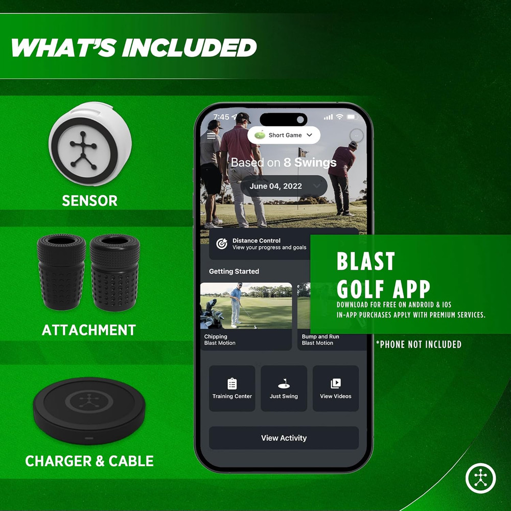 Blast Motion Golf Swing & Stroke Analyzer - Real-time Feedback, Swing Metrics, S