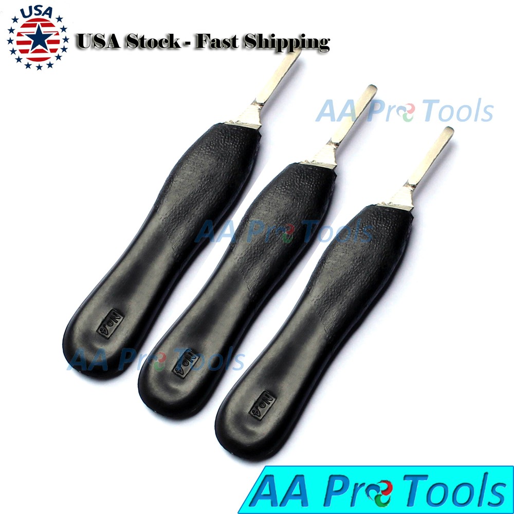 3 Scalpel Handle #4 with Black Color Plastic Grip Surgical Instruments