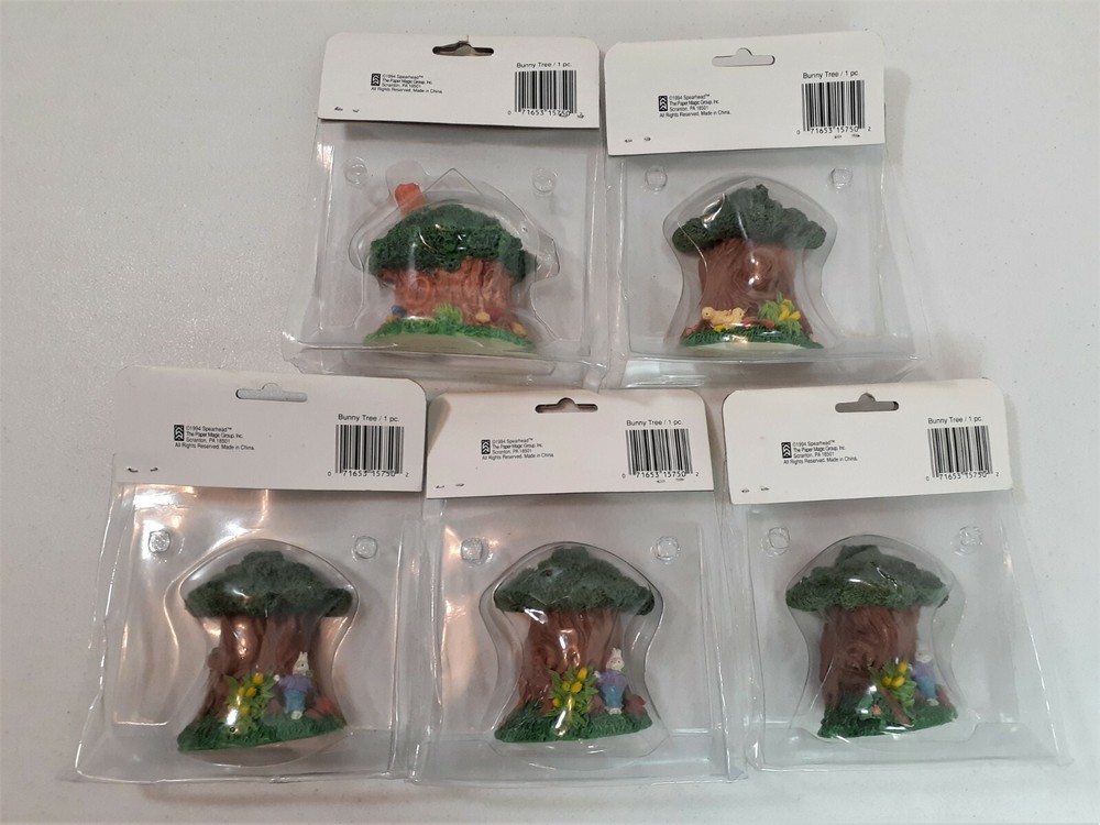 5 Dudley's Bunny Patch Figurines 1994 Spearhead Bunny Tree Paper Magic Group 820